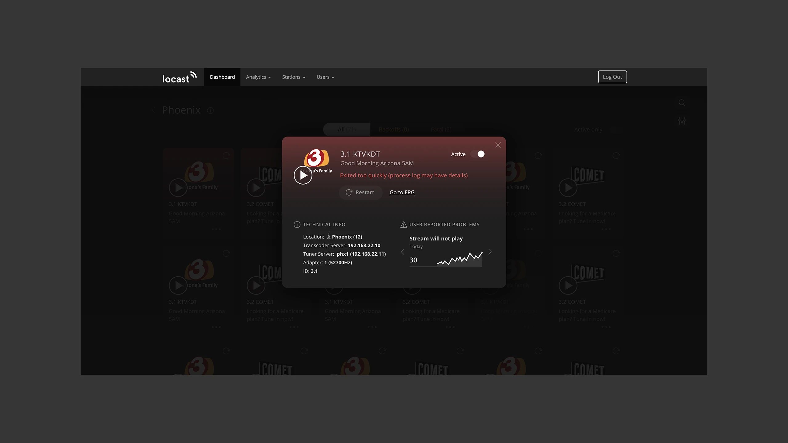 Locast Ops Channel Popup
