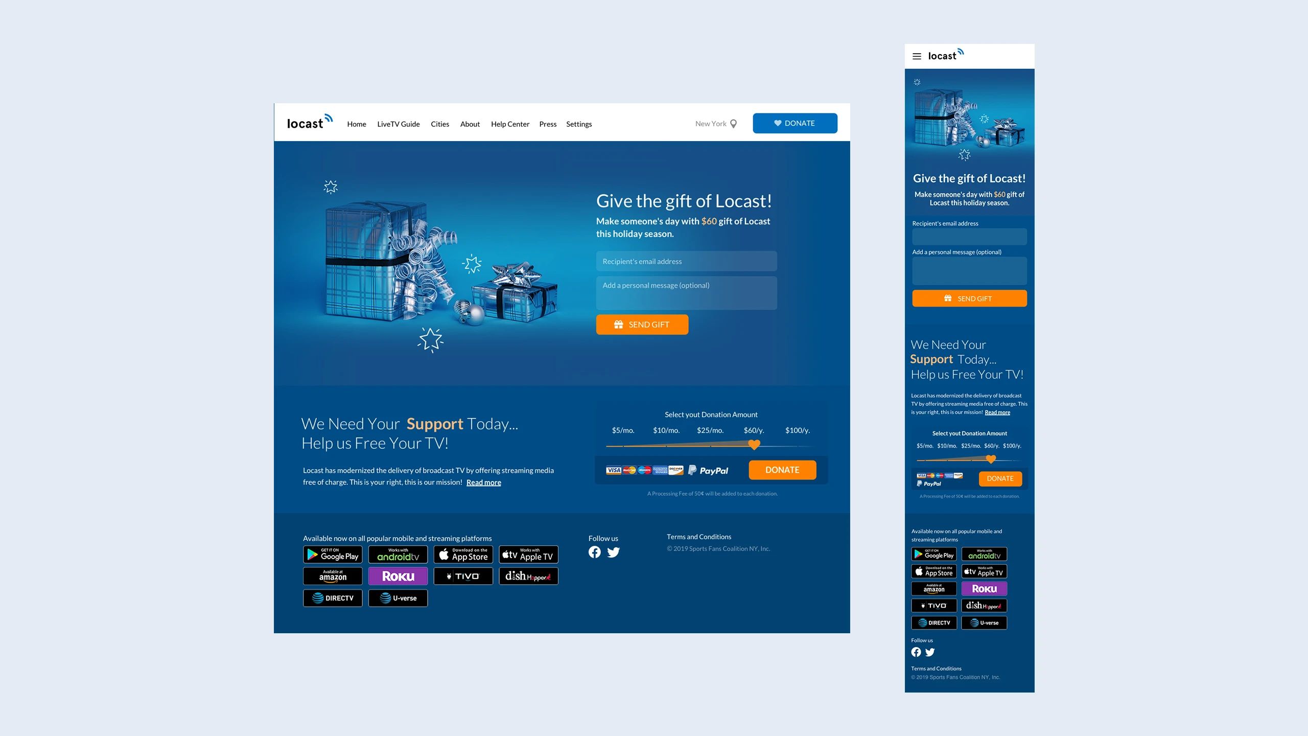 Locast Landing Page