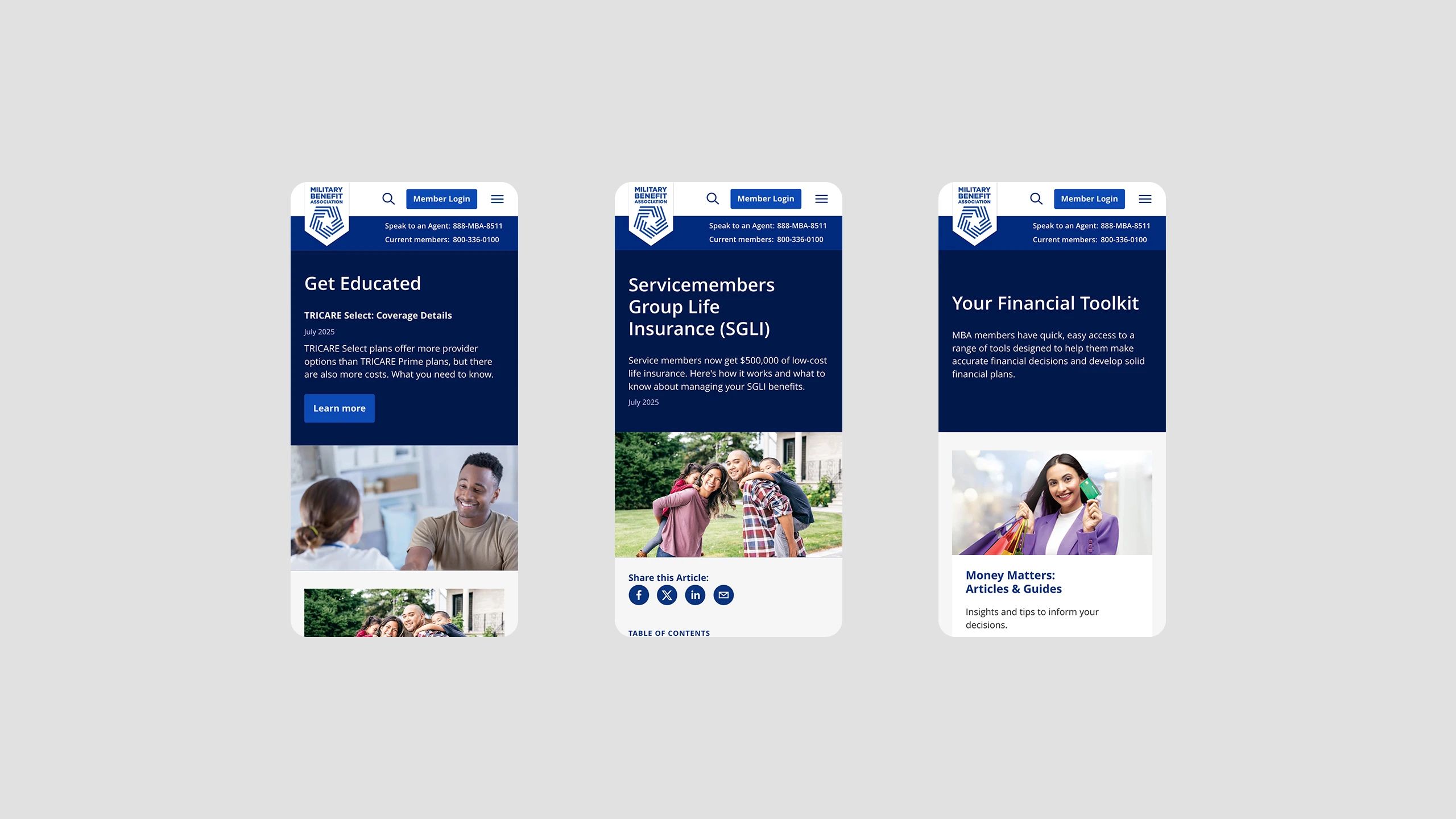 MBA Mobile Screens