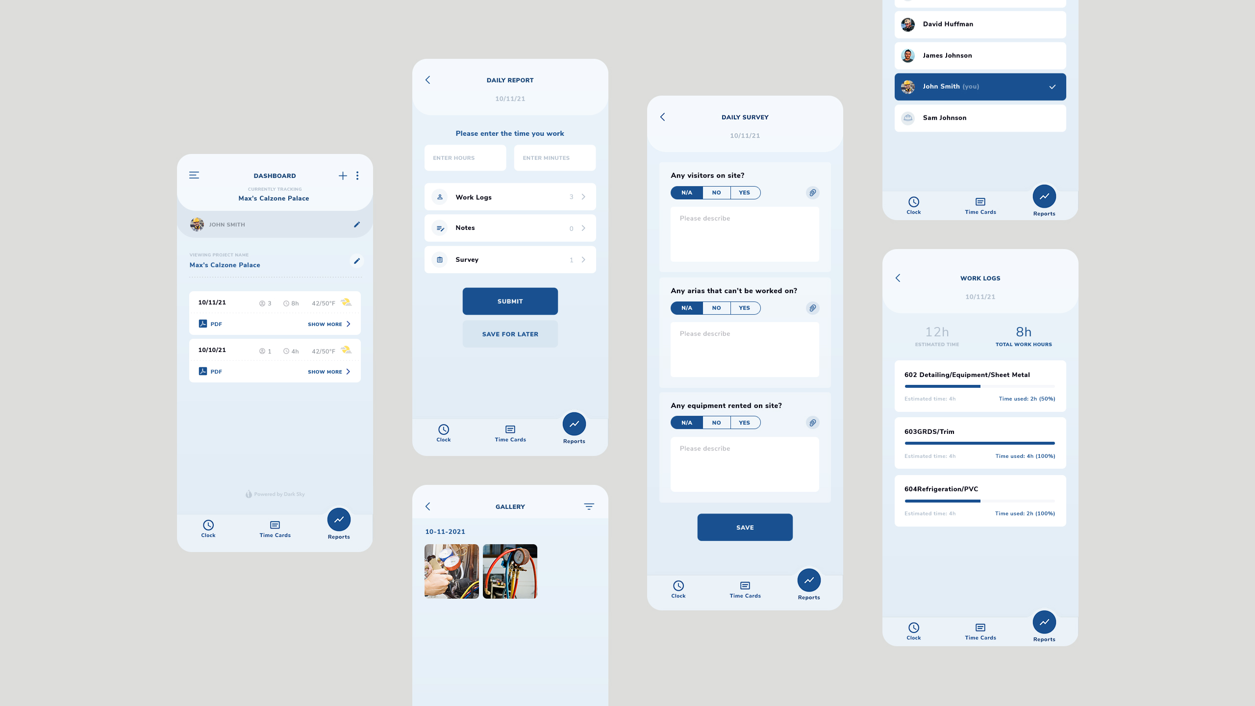 T2W Mobile App Screens